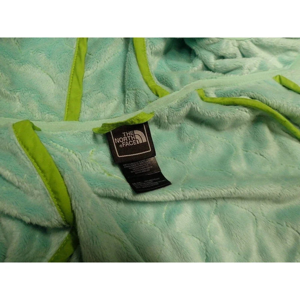 the NORTH FACE HOODED QUILTED FLEECE‎ LINED JACKET in Girl's Size XL 18 Green
